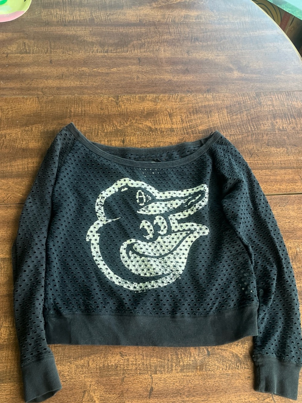 Y2K Baltimore Orioles Open Knit Crop Sweatshirt Women’s XS Top 4 Her Carl Banks